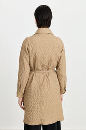Fine Quilted Belted Coat - Beige