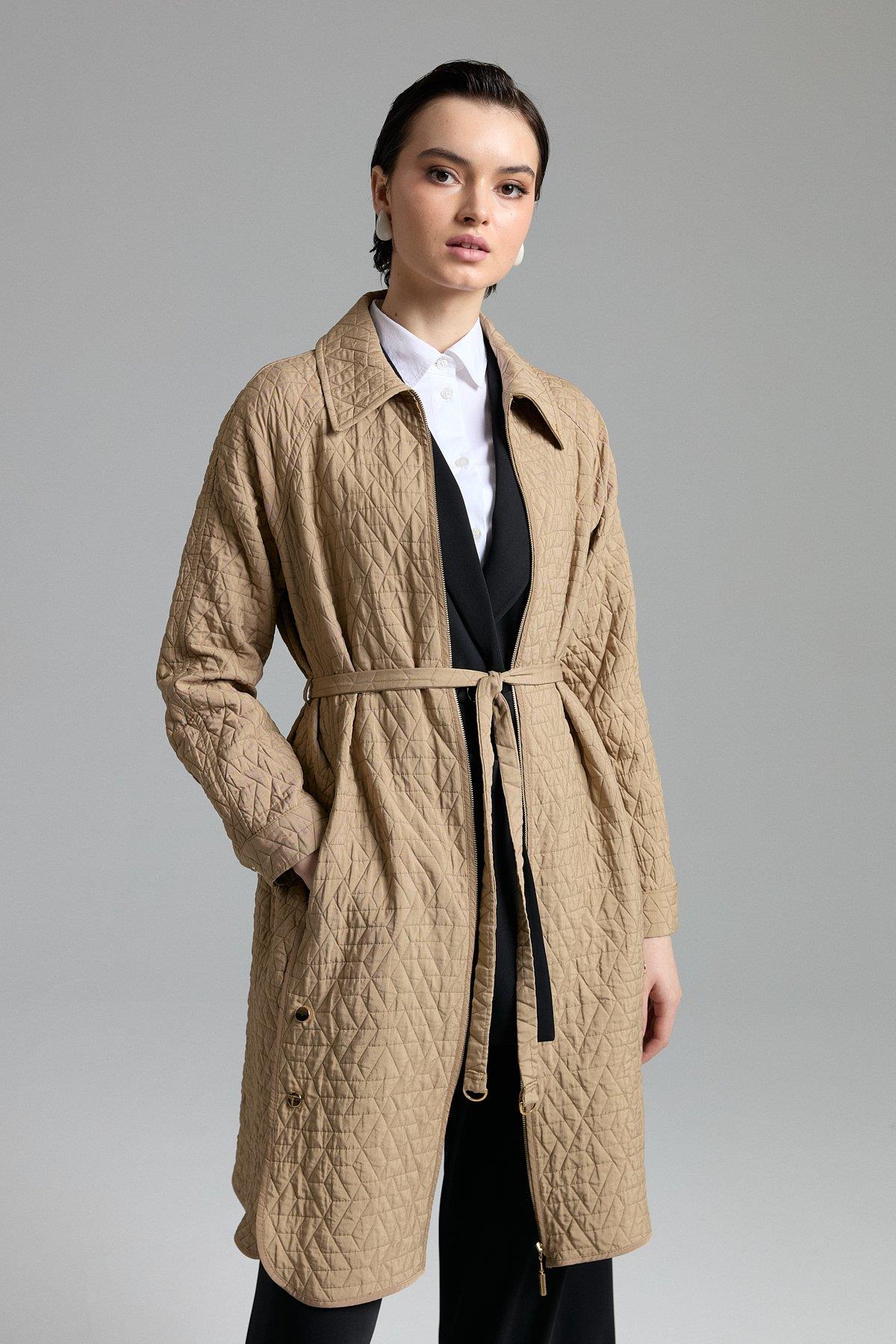 Fine Quilted Belted Coat - Beige