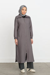 Thin Quilted Trench Coat - Grey
