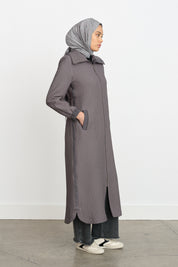 Thin Quilted Trench Coat - Grey
