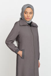 Thin Quilted Trench Coat - Grey
