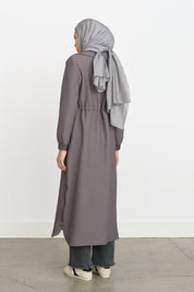 Thin Quilted Trench Coat - Grey