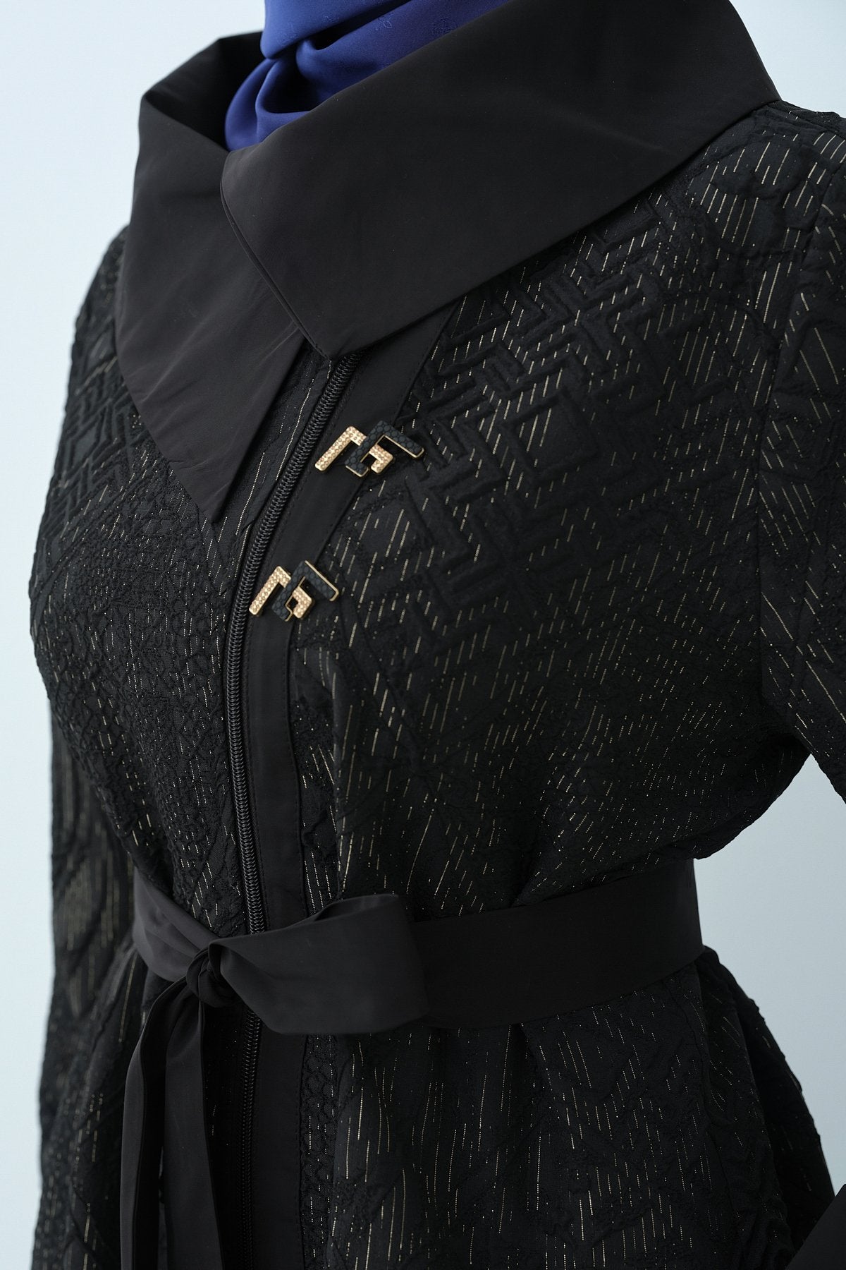 Fine Quilted Relaxed Fit Coat - Black
