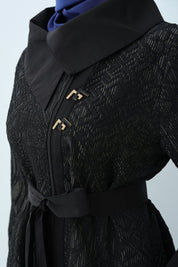 Fine Quilted Relaxed Fit Coat - Black