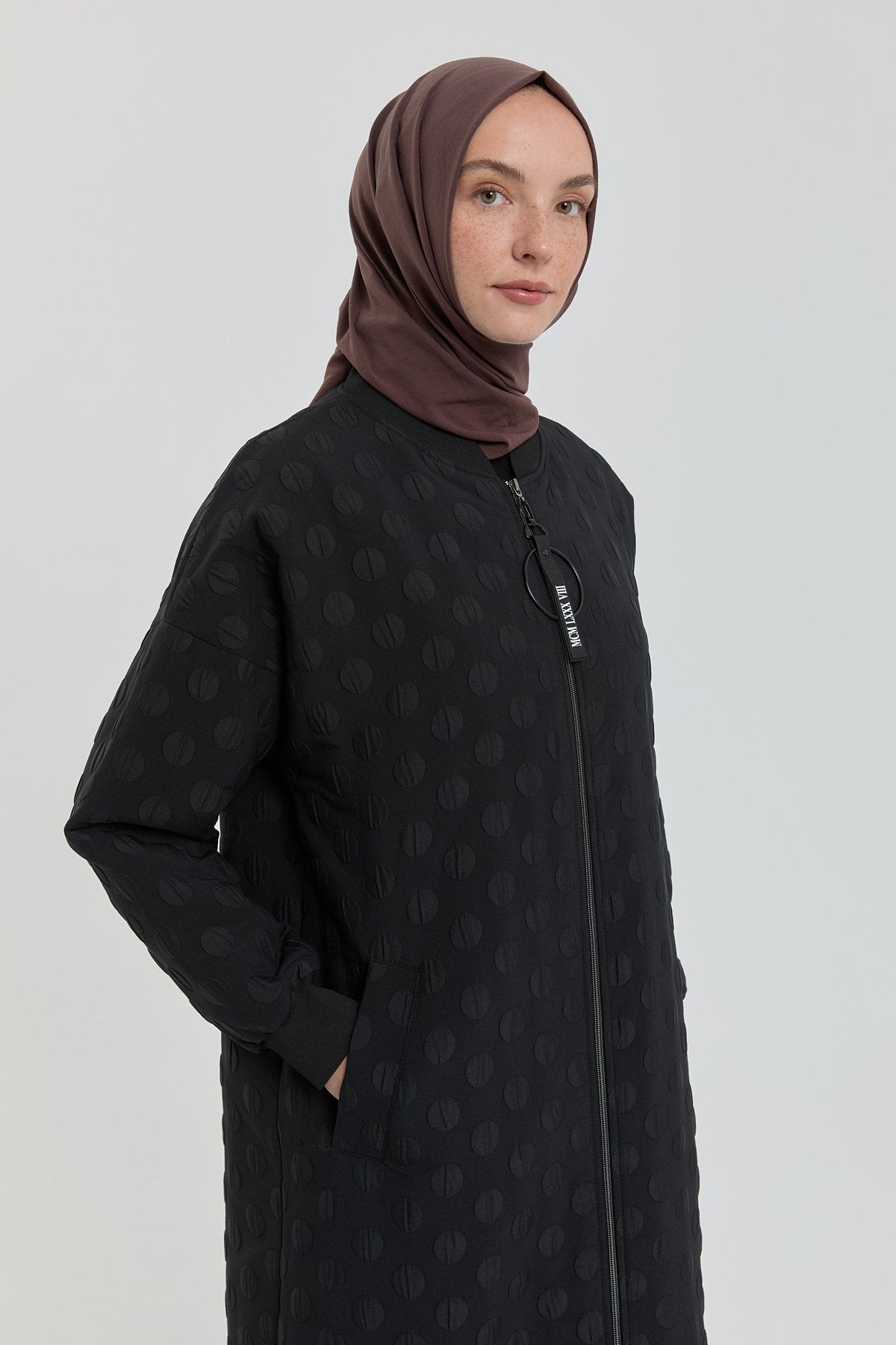 Fine Quilted Ribbed Coat - Black