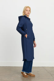 Fine Quilted Ribbed Jacket - Navy Blue