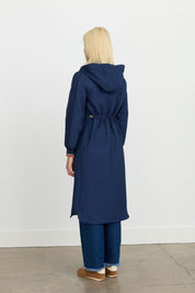 Fine Quilted Ribbed Jacket - Navy Blue