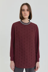Fine Quilted Ribbed Tunic - Burgundy