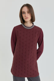 Fine Quilted Ribbed Tunic - Burgundy