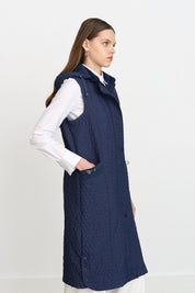 Thin Quilted Bag Pocket Vest - Navy Blue