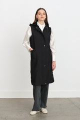 Thin Quilted Vest with Patch Pockets - Black