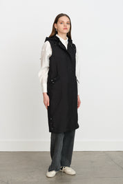 Thin Quilted Vest with Patch Pockets - Black