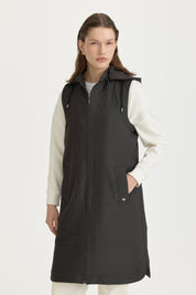 Thin Quilted Vest - Black