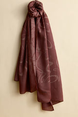 Jacquard Patterned Shawl - Dark Brown