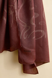 Jacquard Patterned Shawl - Dark Brown