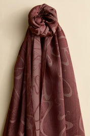 Jacquard Patterned Shawl - Dark Brown