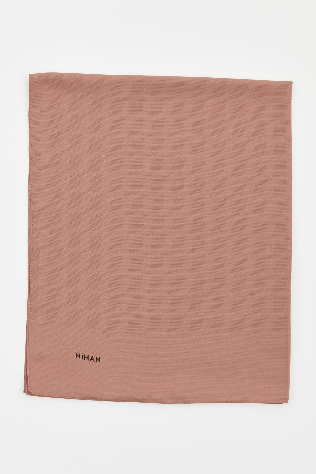 Jacquard Patterned Scarf - Light Brown