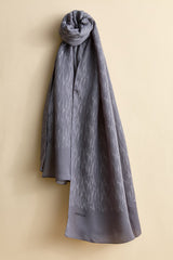 Jacquard Patterned Shawl - Anthracite