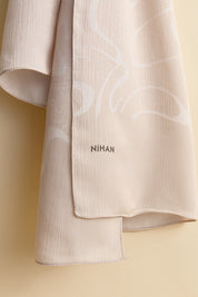 Jacquard Patterned Shawl - Beige