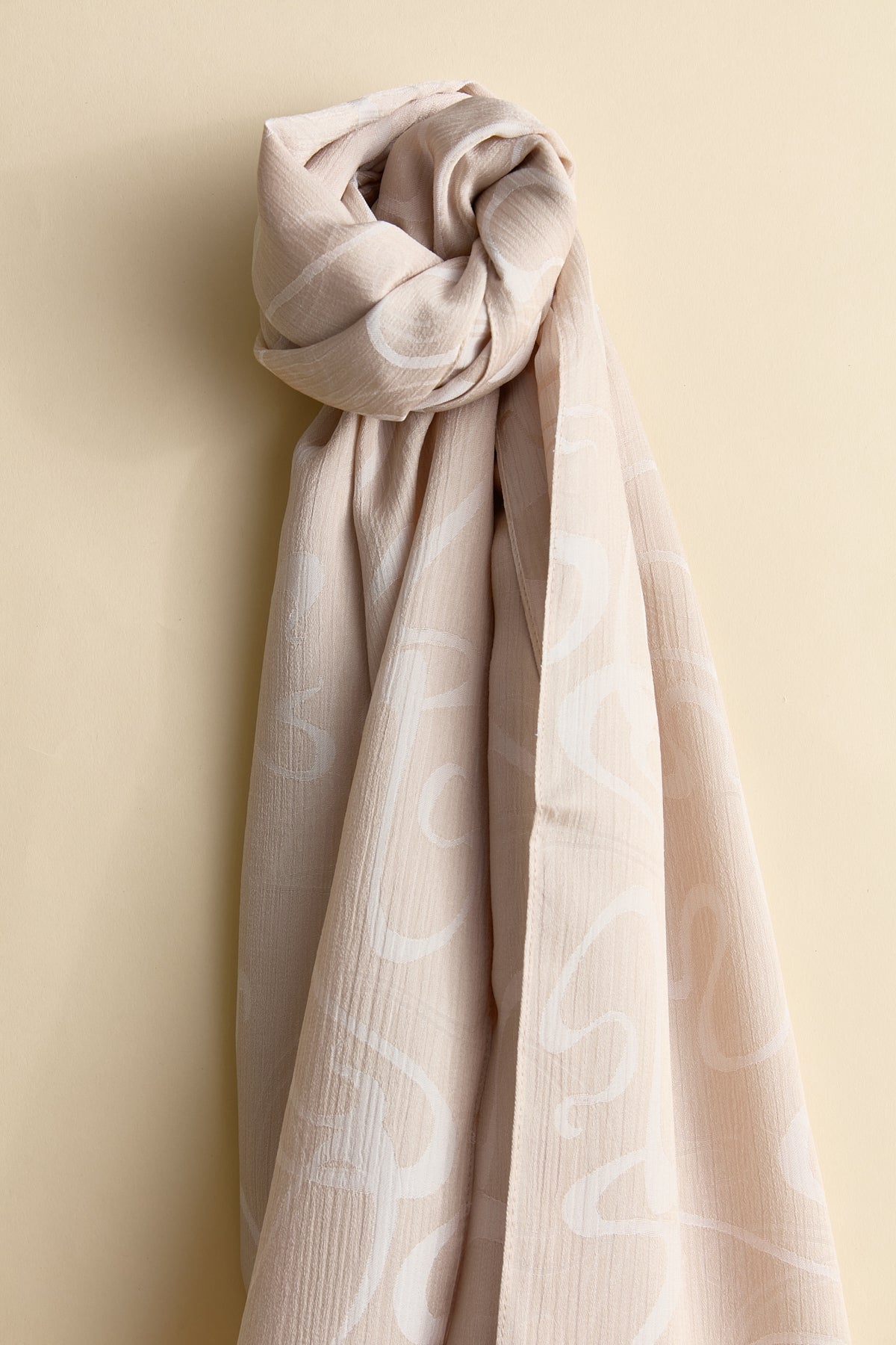 Jacquard Patterned Shawl - Beige