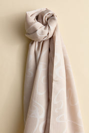 Jacquard Patterned Shawl - Beige