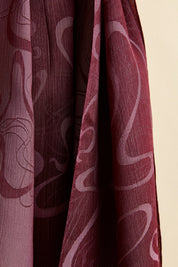 Jacquard Patterned Scarf - Burgundy