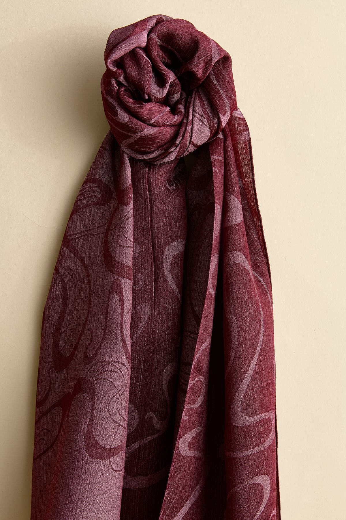 Jacquard Patterned Scarf - Burgundy