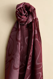 Jacquard Patterned Scarf - Burgundy