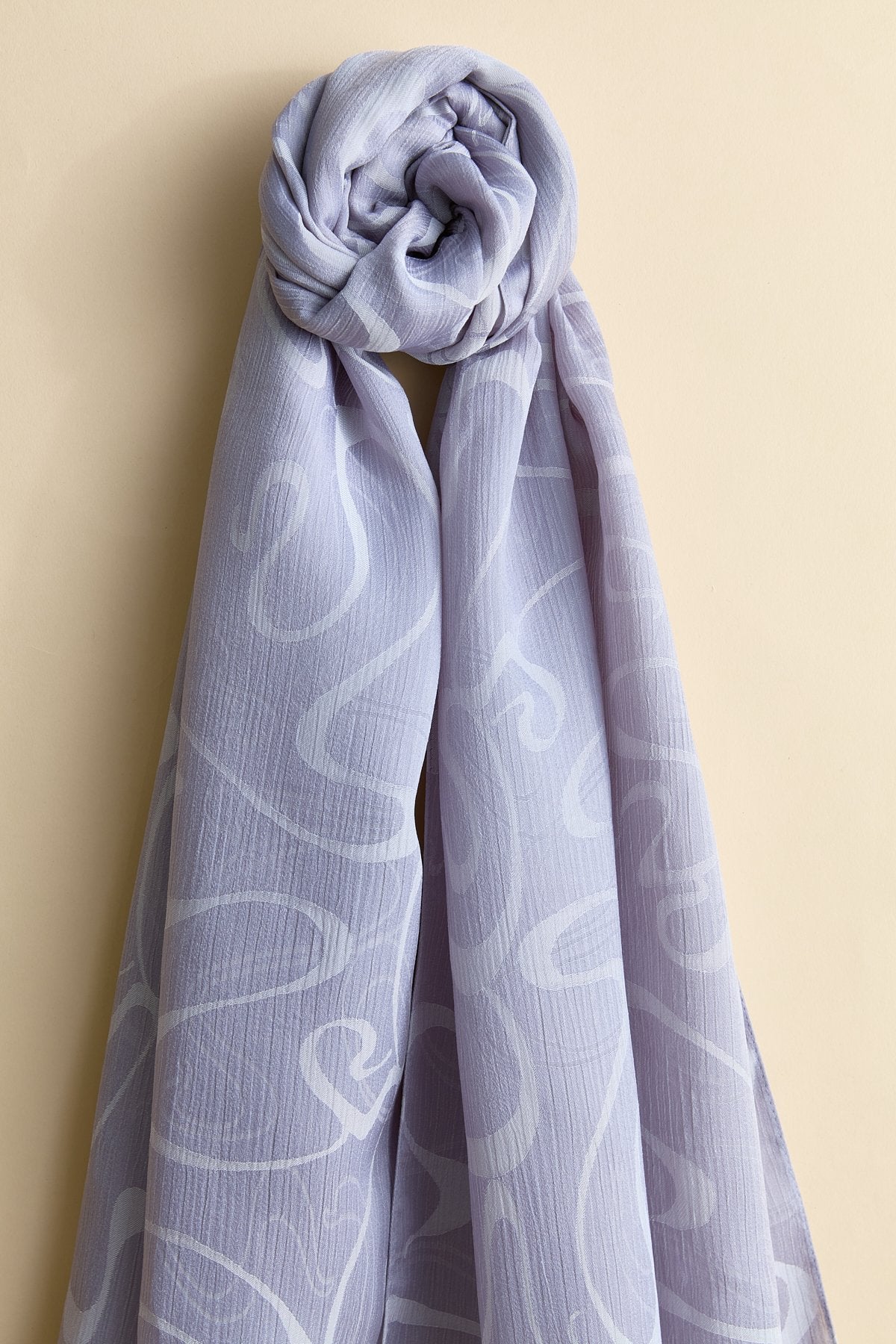 Jacquard Patterned Scarf - Grey