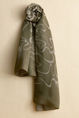 Jacquard Patterned Shawl - Khaki