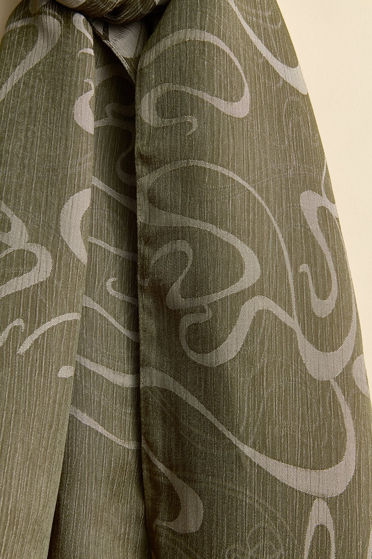 Jacquard Patterned Shawl - Khaki