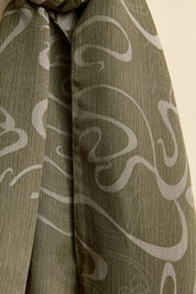 Jacquard Patterned Shawl - Khaki
