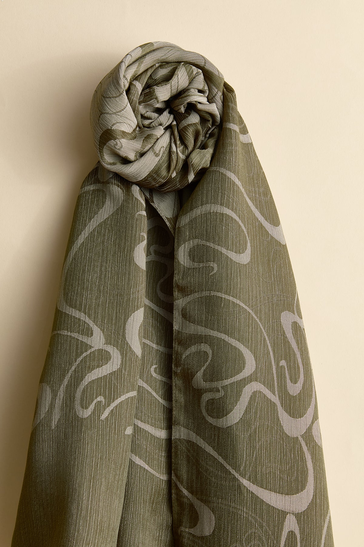 Jacquard Patterned Shawl - Khaki