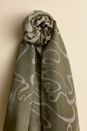 Jacquard Patterned Shawl - Khaki