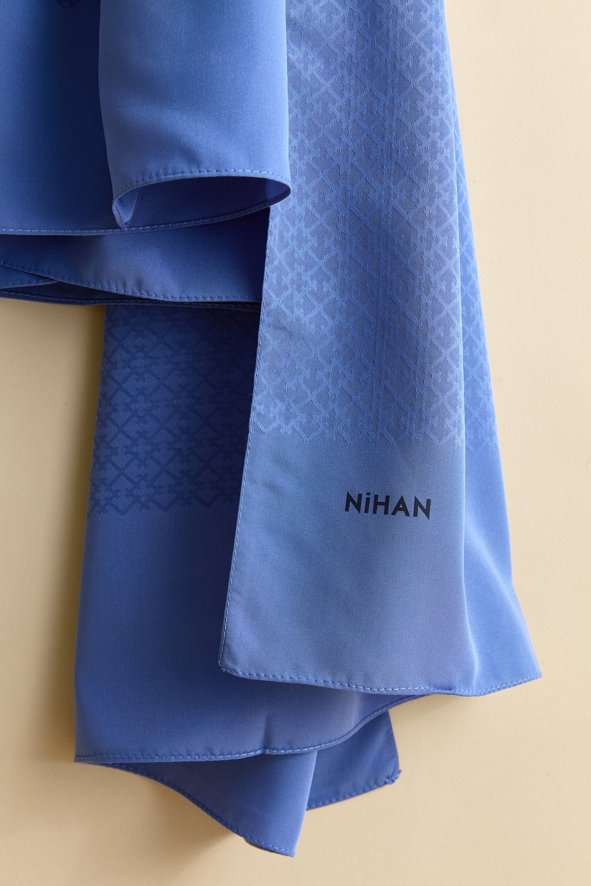 Jacquard Patterned Shawl - Indigo
