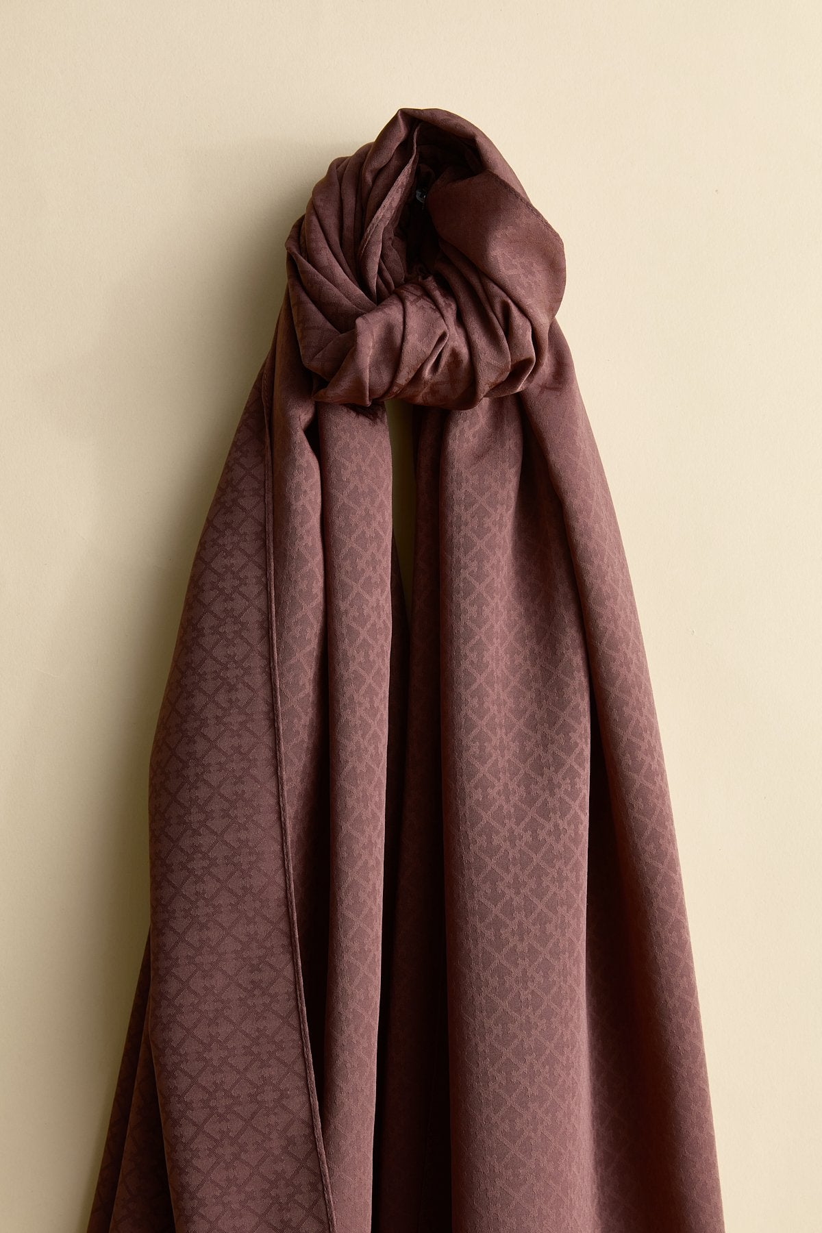 Jacquard Patterned Shawl - Dark Brown