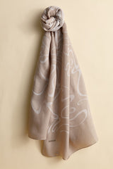 Jacquard Patterned Shawl - Sand