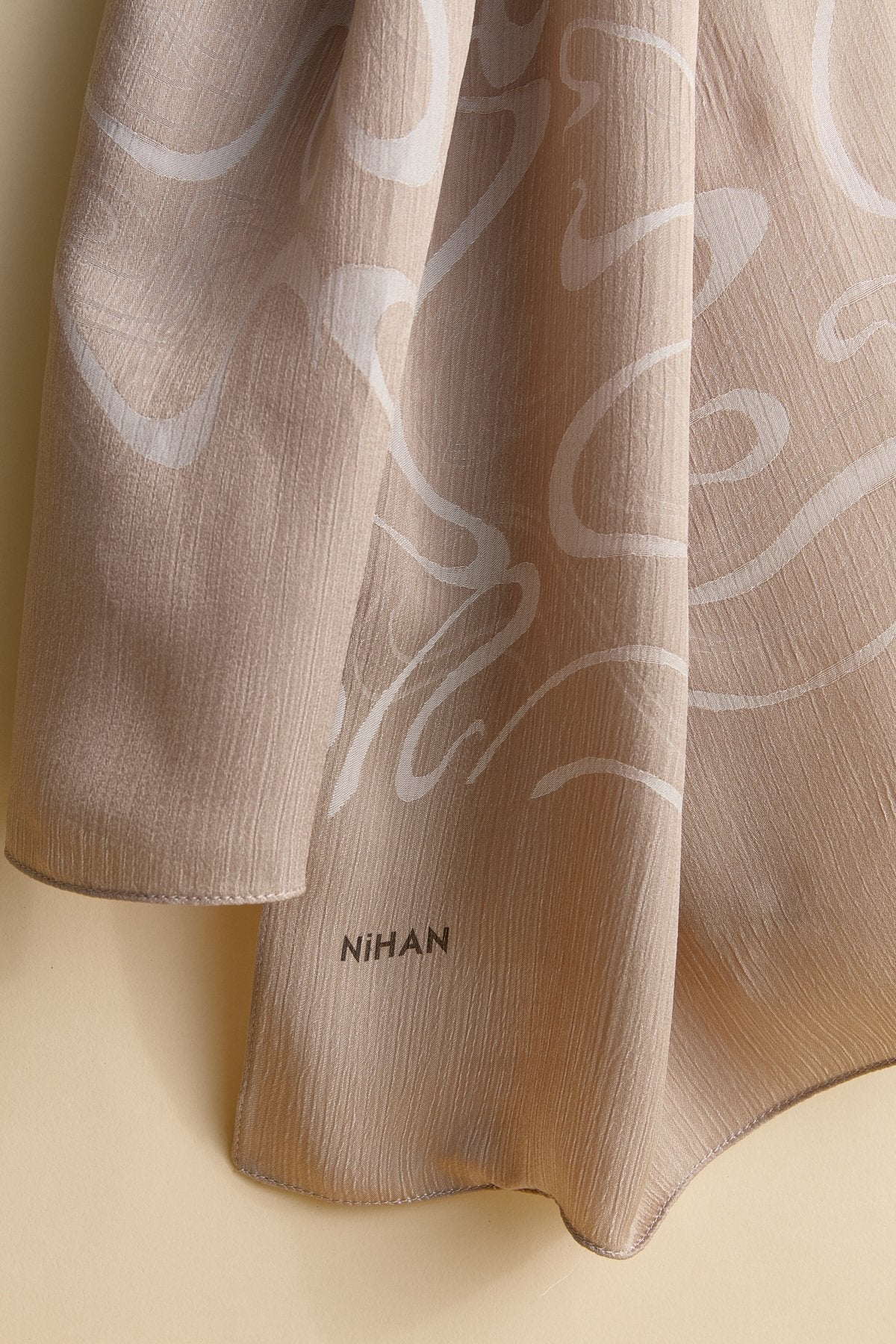 Jacquard Patterned Shawl - Sand