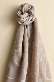 Jacquard Patterned Shawl - Sand