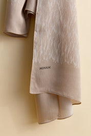 Jacquard Patterned Shawl - Sand