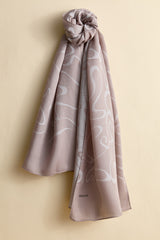 Jacquard Patterned Shawl - Mink