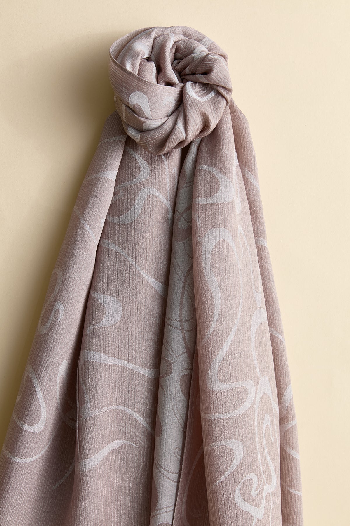 Jacquard Patterned Shawl - Mink