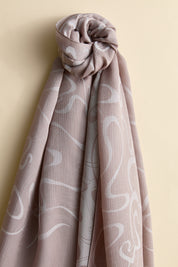 Jacquard Patterned Shawl - Mink