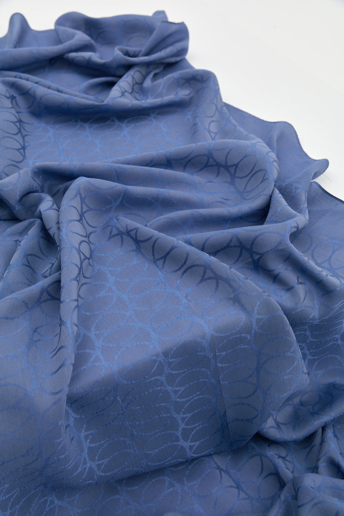 Jacquard Cotton Lyocell Scarf - Indigo