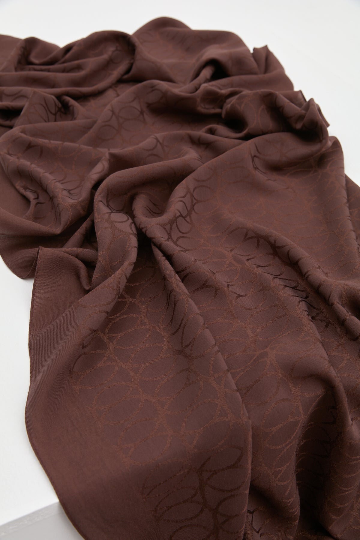 Jacquard Cotton Lyocell Scarf - Dark Brown