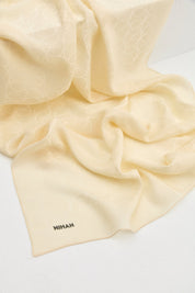 Jacquard Cotton Lyocell Scarf - Cream