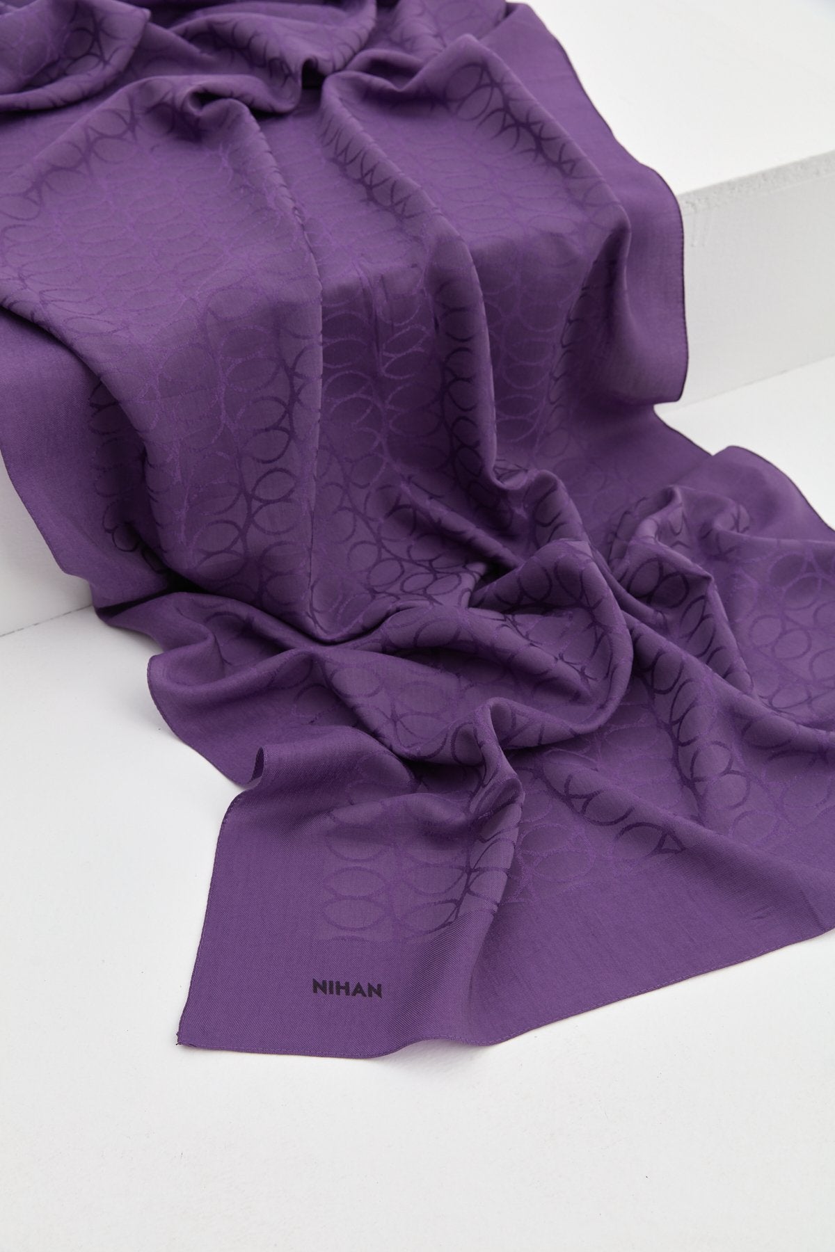 Jacquard Cotton Lyocell Scarf - Plum