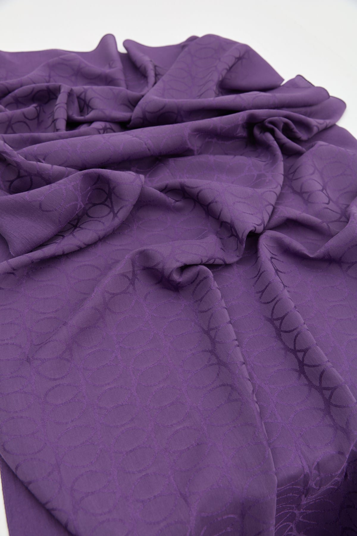 Jacquard Cotton Lyocell Scarf - Plum