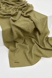 Jacquard Cotton Lyocell Scarf - Olive