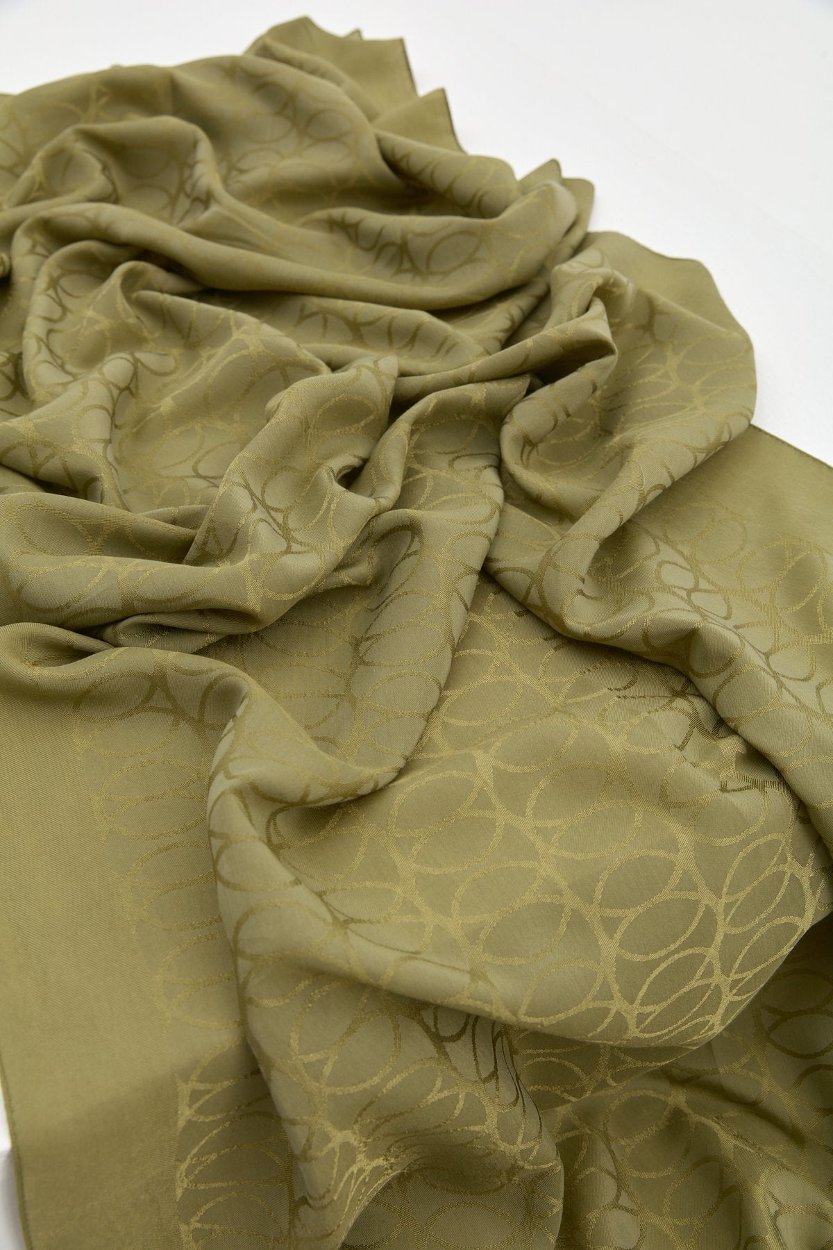 Jacquard Cotton Lyocell Scarf - Olive